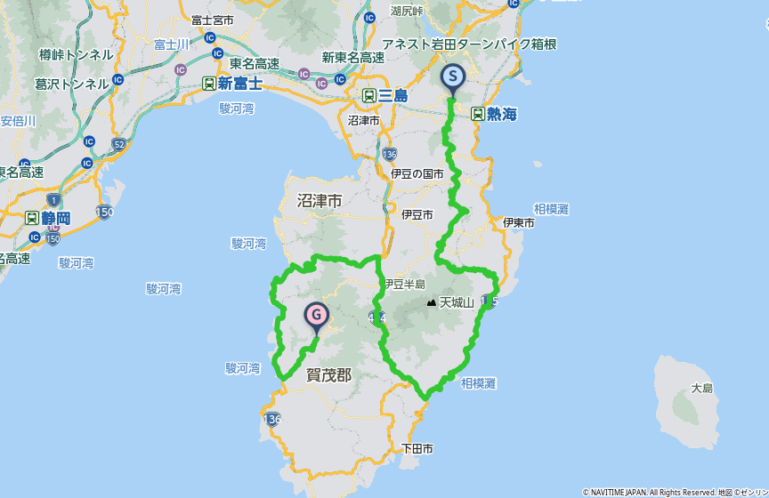 伊豆ツーリング計画ルート地図