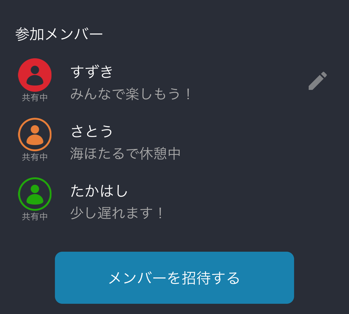 ios端末グループ確認画面