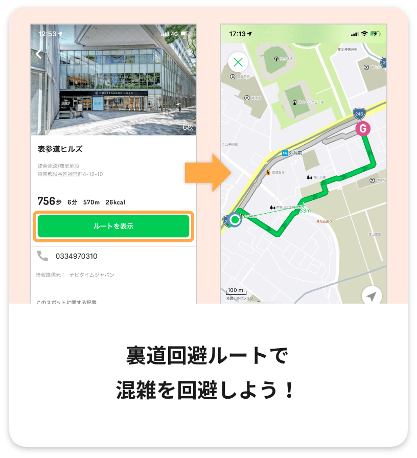 裏道回避ルートで混雑を回避しよう！
